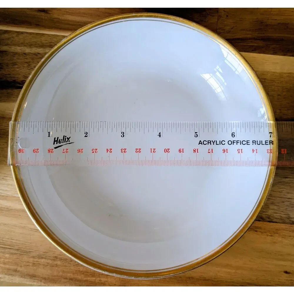Set of 8 White Porcelain Gold Encrusted Rim 7